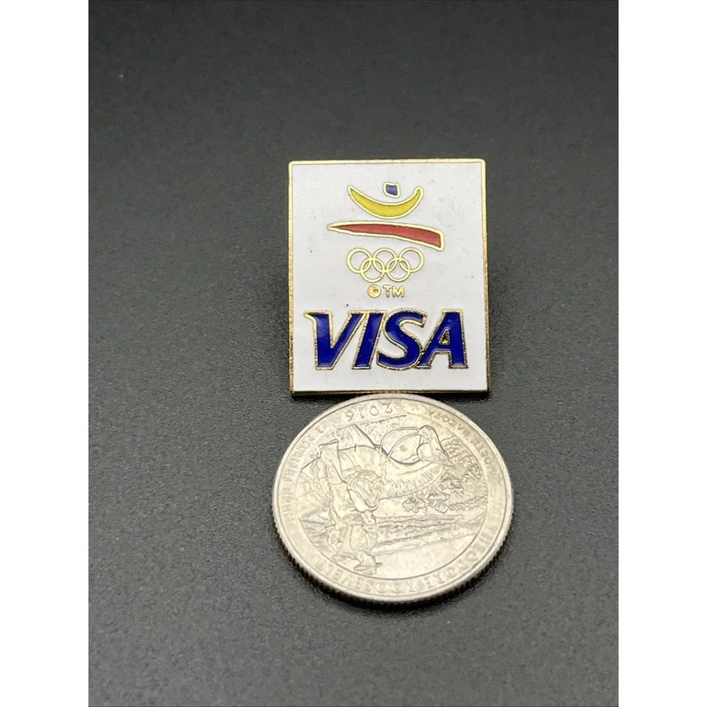 Vintage 1992 Barcelona Summer Olympics Visa Credit Card Sponsor Lapel Hat Pin‎